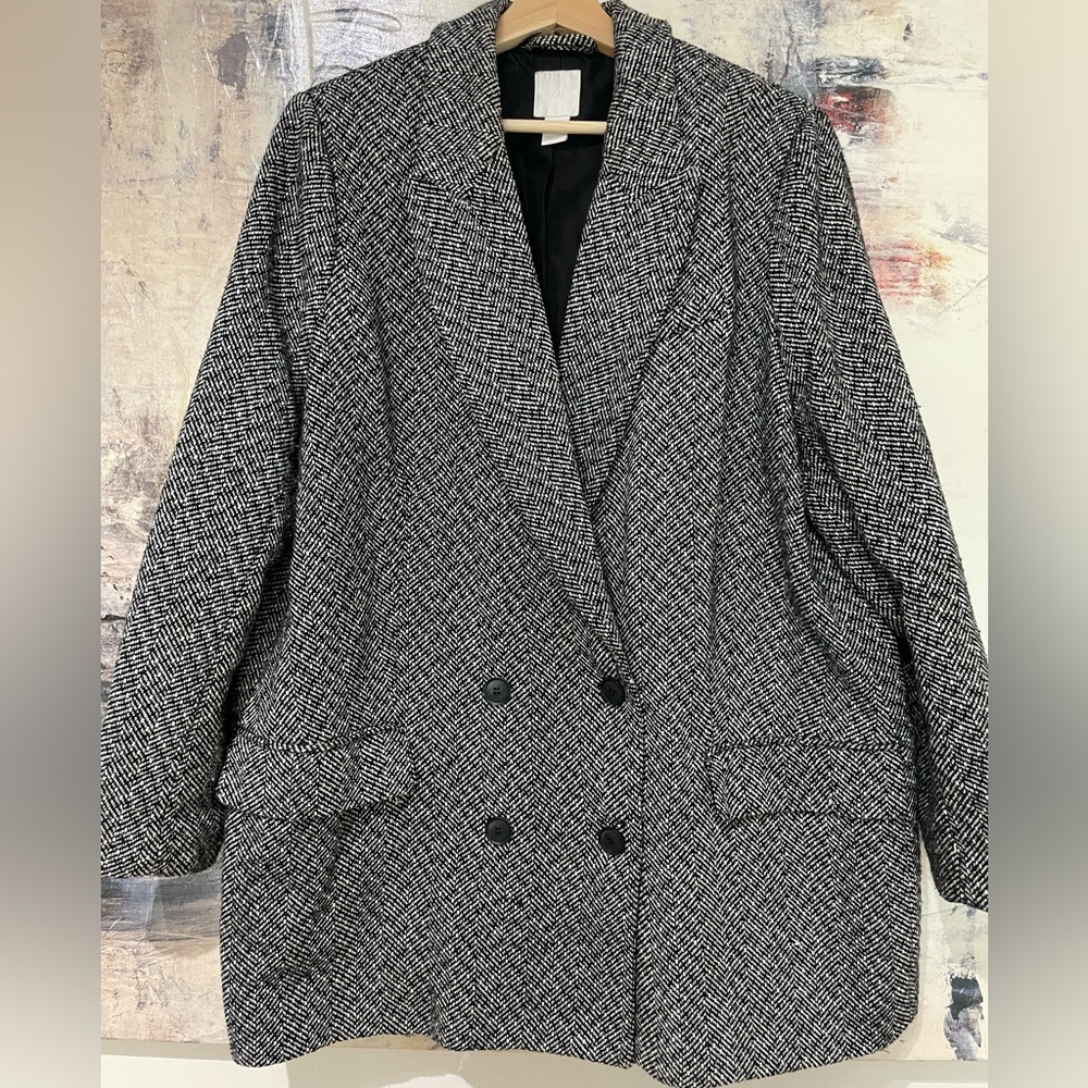 H&M herringbone tweed oversized blazer